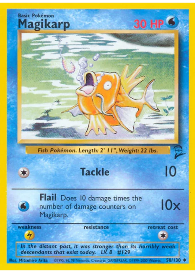 magikarp-uncommon-base-set-2-50-130-pokemon-karti.webp Magikarp - Uncommon - Base Set 2 - 50/130 - Pokemon Kartı - Görsel 1
