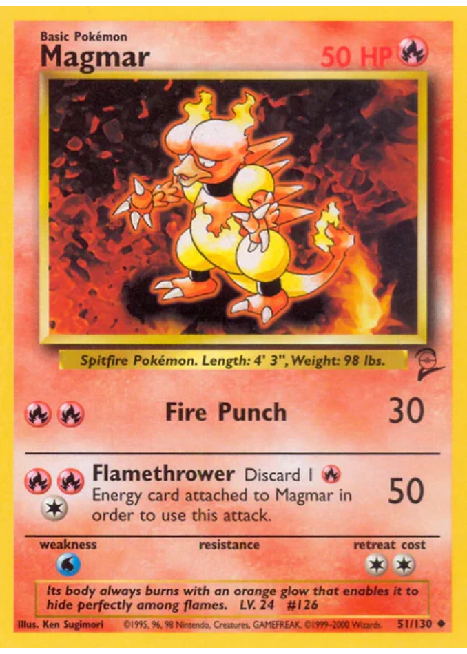 magmar-uncommon-base-set-2-51-130-pokemon-karti.webp Magmar - Uncommon - Base Set 2 - 51/130 - Pokemon Kartı - Görsel 1