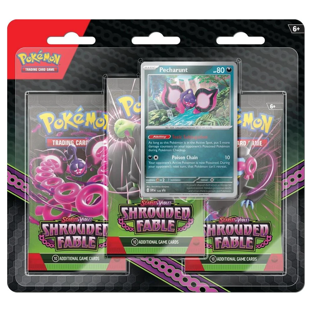 Pokemon TCG: Shrouded Fable 3 Pack Blister (Pecharunt) ürün görseli