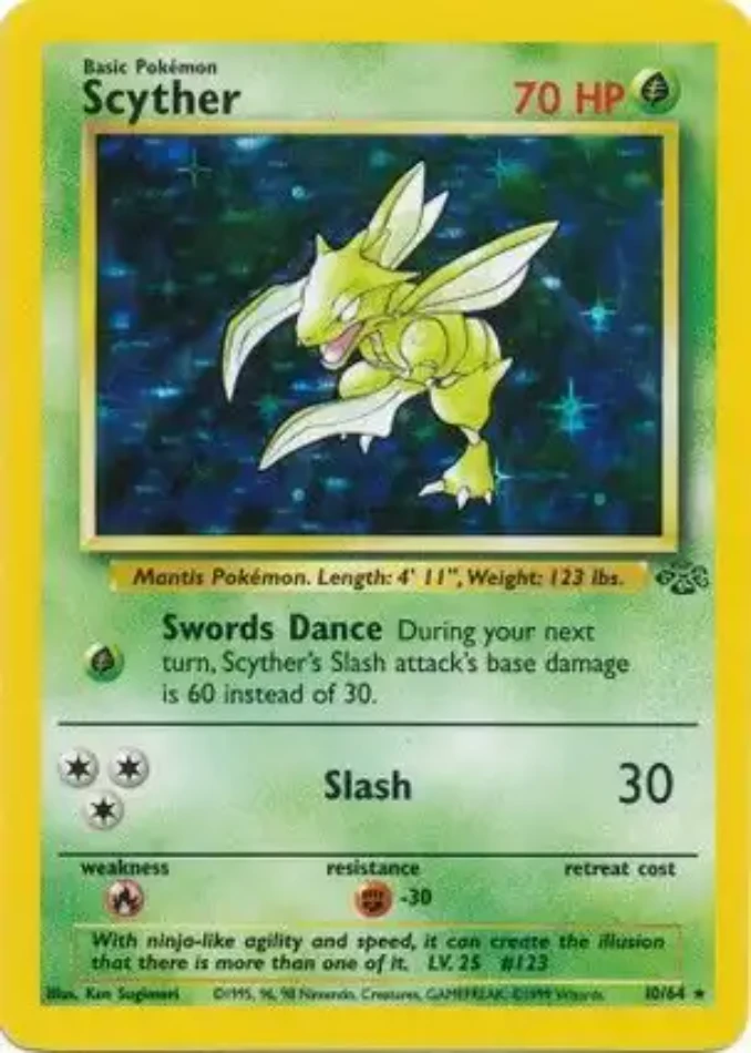 scyther-holo-rare-jungle-10-64-pokemon-karti.webp Scyther - Holo Rare - Jungle - 10/64 - Pokemon Kartı - Görsel 1