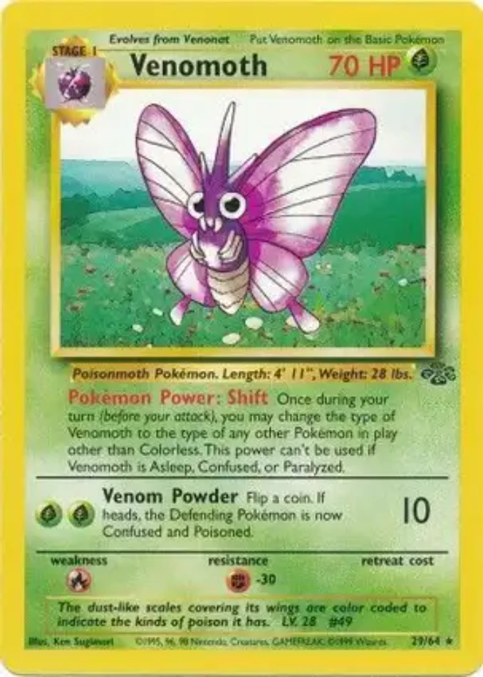 venomoth-rare-jungle-29-64-pokemon-karti.webp Venomoth - Rare - Jungle - 29/64 - Pokemon Kartı - Görsel 1