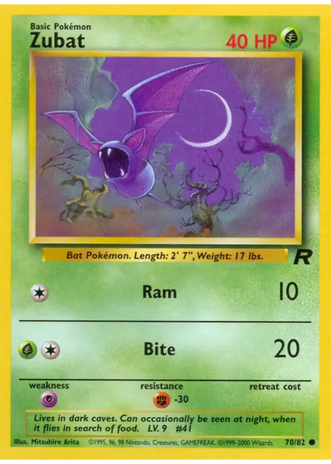 zubat-common-team-rocket-70-82-pokemon-karti.webp Zubat - Common - Team Rocket - 70/82 - Pokemon Kartı - Görsel 1