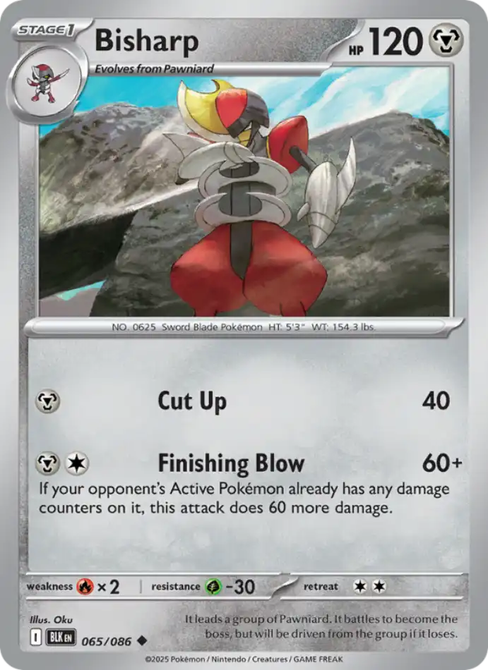 bisharp-uncommon-black-bolt-065-86-pokemon-karti.webp Bisharp - Uncommon - Black Bolt - 065/86 - Pokemon Kartı - Görsel 1