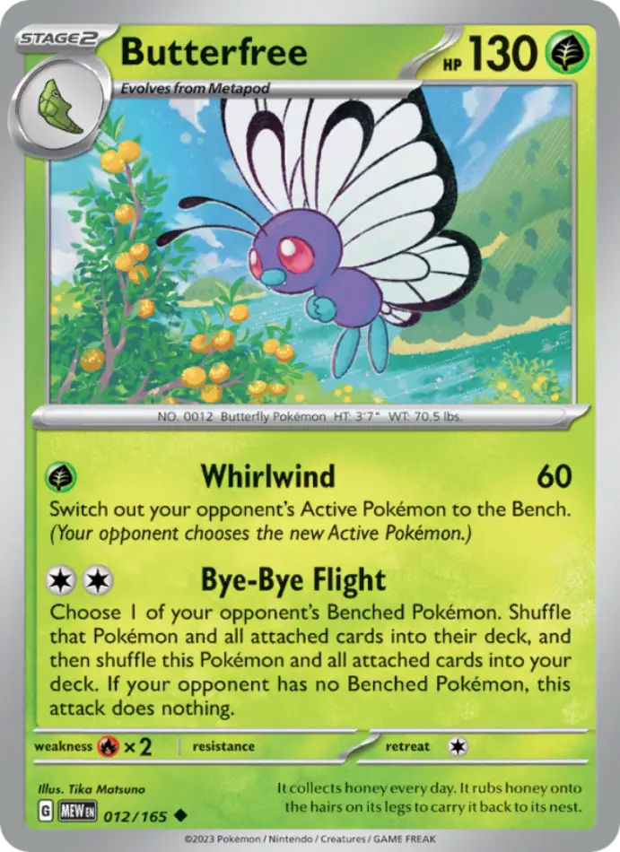 butterfree-uncommon-151-012-165-pokemon-karti.webp Butterfree - Reverse Holo Uncommon - 151 - 012/165 - Pokemon Kartı - Görsel 1