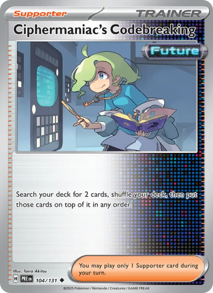 ciphermaniac-s-codebreaking-uncommon-prismatic-evolutions-104-131-trainer-karti.webp Ciphermaniac's Codebreaking - Reverse Holo Uncommon - Prismatic Evolutions - 104/131 - Trainer Kartı - Görsel 1