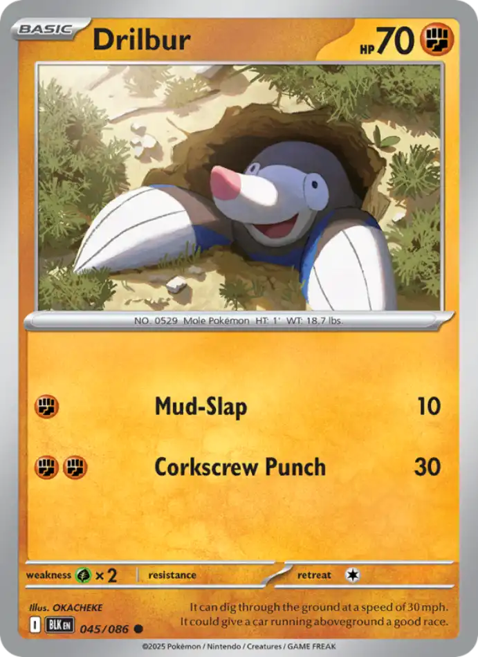 drilbur-common-black-bolt-045-86-pokemon-karti.webp Drilbur - Master Ball Reverse Holo Common - Black Bolt - 045/86 - Pokemon Kartı - Görsel 1