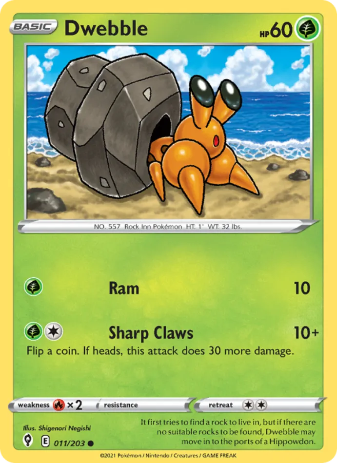 dwebble-common-evolving-skies-011-203-pokemon-karti.webp Dwebble - Reverse Holo Common - Evolving Skies - 011/203 - Pokemon Kartı - Görsel 1
