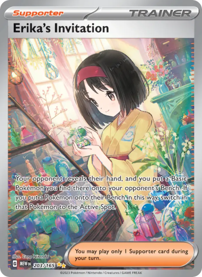 erika-s-invitation-special-illustration-rare-151-203-165-trainer-karti.webp Erika's Invitation - Special Illustration Rare - 151 - 203/165 - Trainer Kartı - Görsel 1