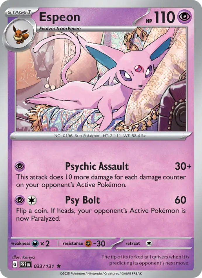 espeon-holo-rare-prismatic-evolutions-033-131-pokemon-karti.webp Espeon - Poke Ball Reverse Holo Rare - Prismatic Evolutions - 033/131 - Pokemon Kartı - Görsel 1