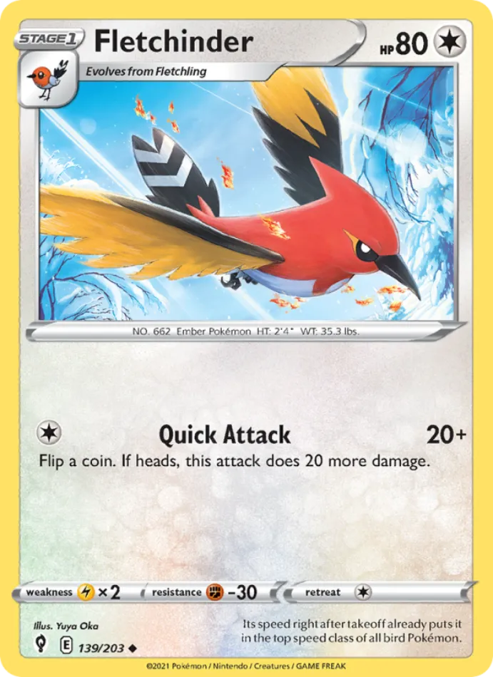 fletchinder-uncommon-evolving-skies-139-203-pokemon-karti.webp Fletchinder - Uncommon - Evolving Skies - 139/203 - Pokemon Kartı - Görsel 1