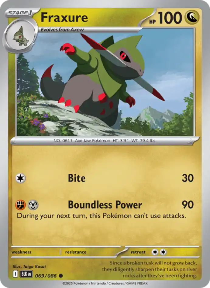 fraxure-common-black-bolt-069-86-pokemon-karti.webp Fraxure - Poke Ball Reverse Holo Common - Black Bolt - 069/86 - Pokemon Kartı - Görsel 1