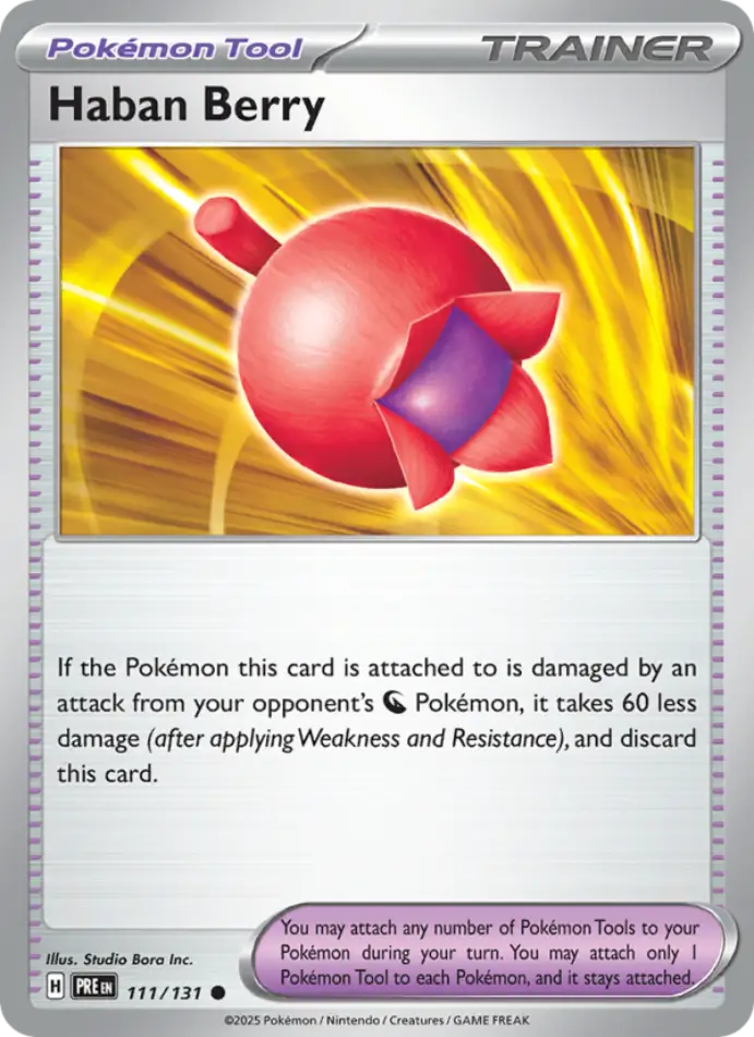 haban-berry-common-prismatic-evolutions-111-131-trainer-karti.webp Haban Berry - Master Ball Reverse Holo Common - Prismatic Evolutions - 111/131 - Trainer Kartı - Görsel 1
