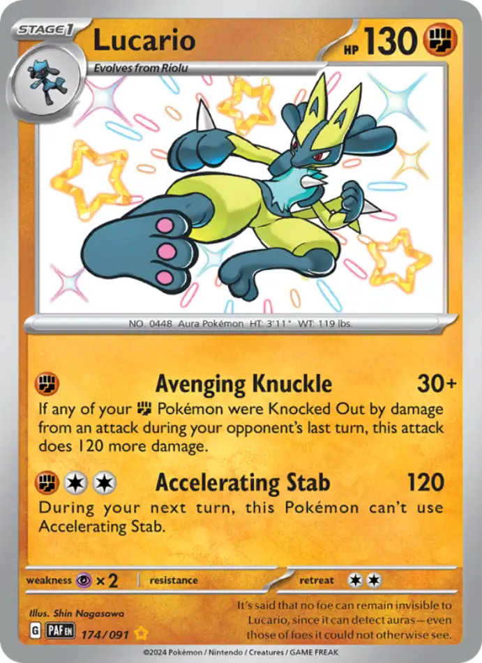 lucario-paldean-fates-174-91-pokemon-karti.webp Lucario - Shiny Rare - Paldean Fates - 174/91 - Pokemon Kartı - Görsel 1