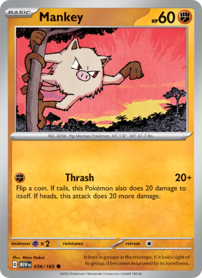 mankey-common-151-056-165-pokemon-karti.webp Mankey - Reverse Holo Common - 151 - 056/165 - Pokemon Kartı - Görsel 1