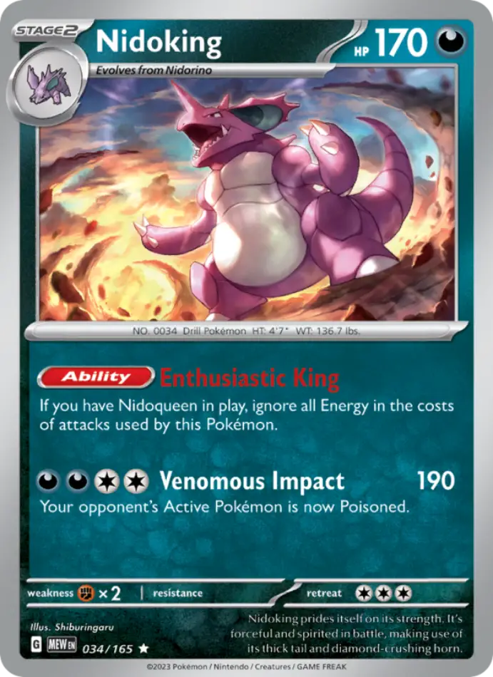 nidoking-holo-rare-151-034-165-pokemon-karti.webp Nidoking - Reverse Holo Rare - 151 - 034/165 - Pokemon Kartı - Görsel 1