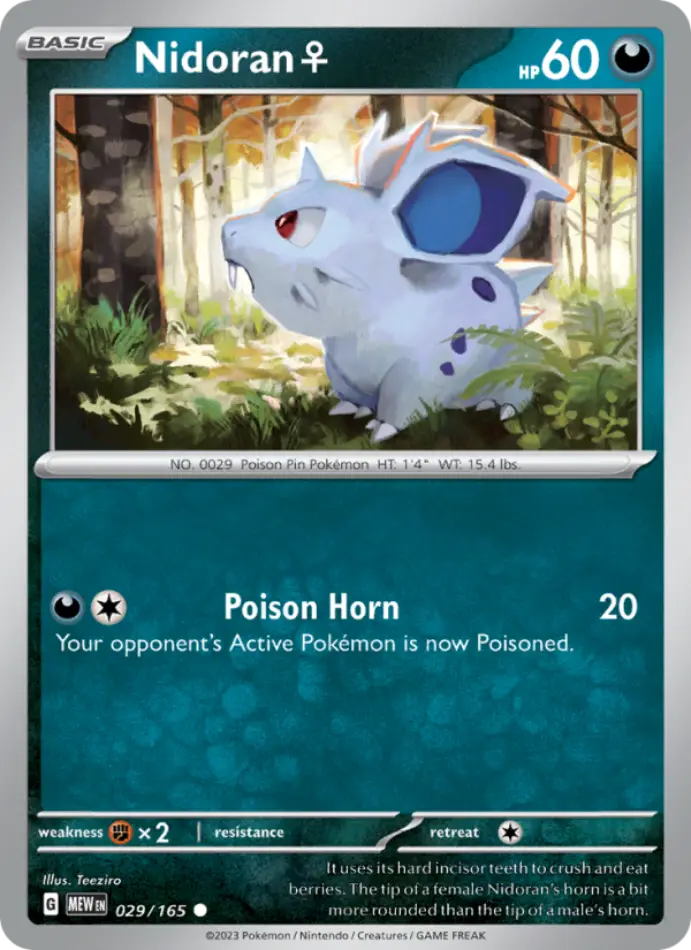 nidoran-common-151-029-165-pokemon-karti.webp Nidoran♀ - Reverse Holo Common - 151 - 029/165 - Pokemon Kartı - Görsel 1