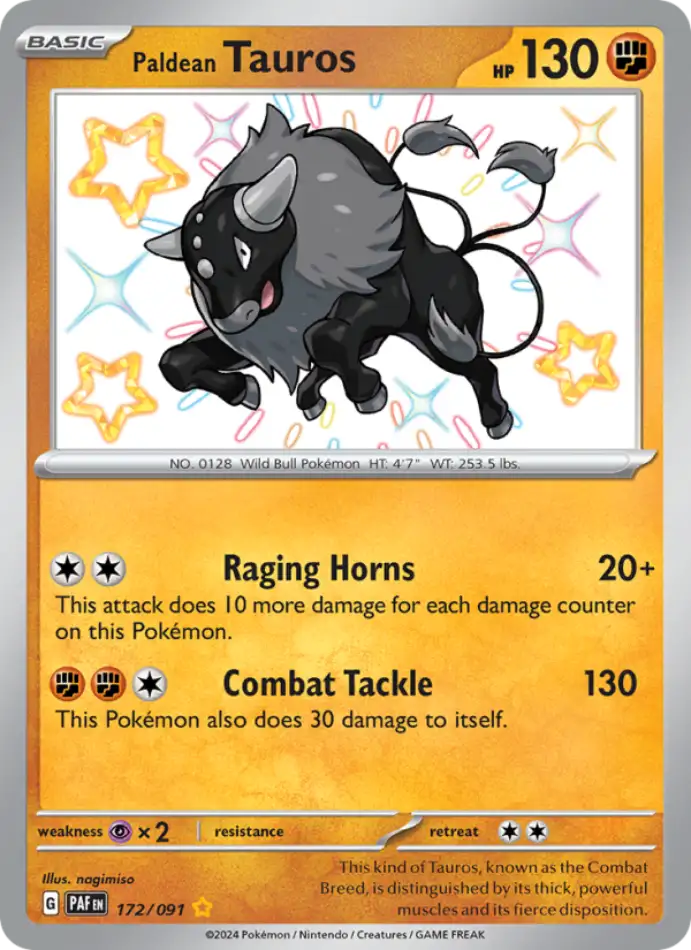 paldean-tauros-paldean-fates-172-91-pokemon-karti.webp Paldean Tauros - Shiny Rare - Paldean Fates - 172/91 - Pokemon Kartı - Görsel 1