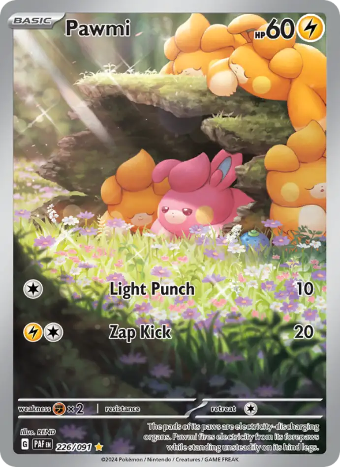 pawmi-illustration-rare-paldean-fates-226-91-pokemon-karti.webp Pawmi - Illustration Rare - Paldean Fates - 226/91 - Pokemon Kartı - Görsel 1
