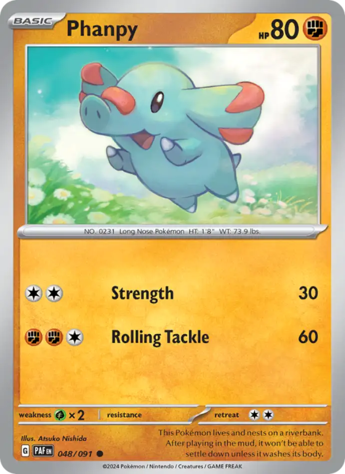 phanpy-common-paldean-fates-048-91-pokemon-karti.webp Phanpy - Reverse Holo Common - Paldean Fates - 048/91 - Pokemon Kartı - Görsel 1