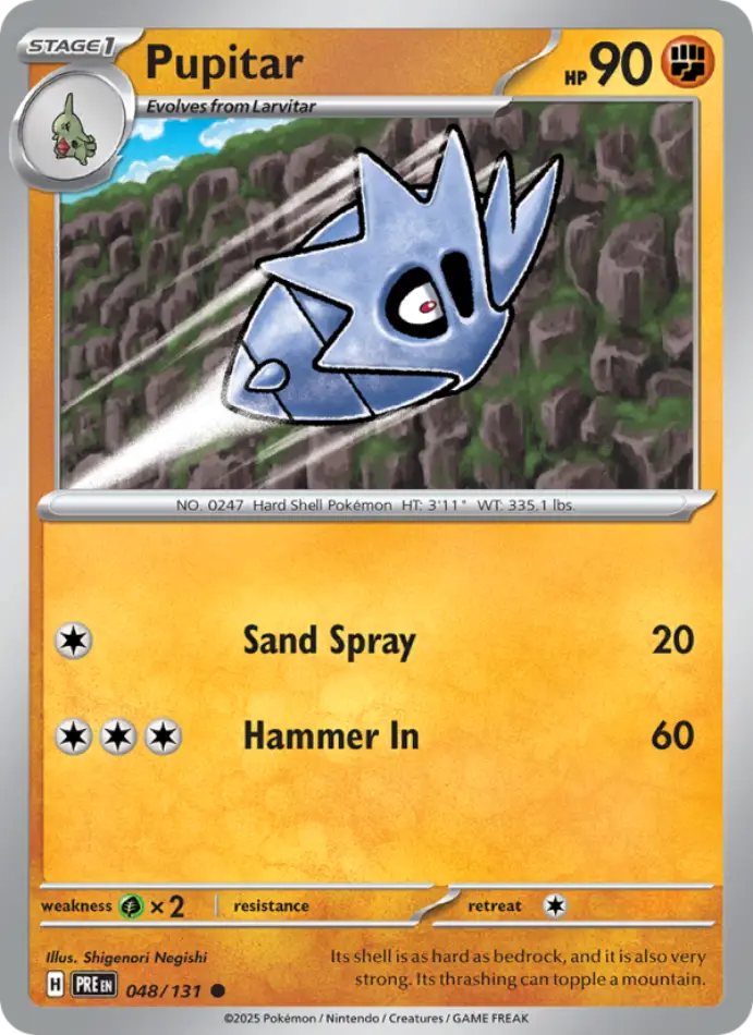 pupitar-common-prismatic-evolutions-048-131-pokemon-karti.webp Pupitar - Master Ball Reverse Holo Common - Prismatic Evolutions - 048/131 - Pokemon Kartı - Görsel 1