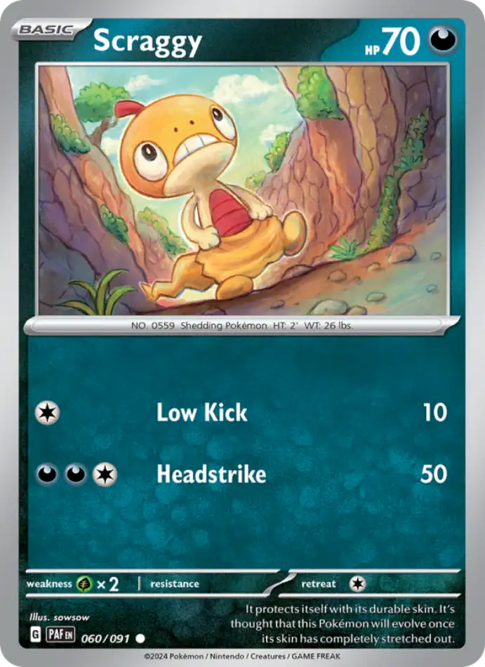 scraggy-common-paldean-fates-060-91-pokemon-karti.webp Scraggy - Common - Paldean Fates - 060/91 - Pokemon Kartı - Görsel 1