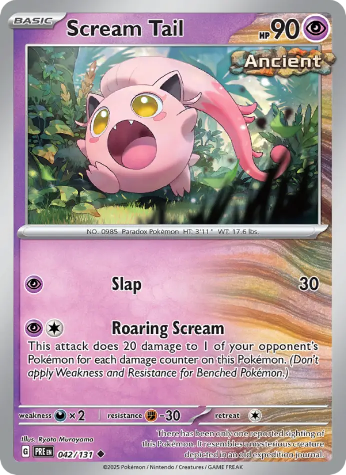 scream-tail-uncommon-prismatic-evolutions-042-131-pokemon-karti.webp Scream Tail - Reverse Holo Uncommon - Prismatic Evolutions - 042/131 - Pokemon Kartı - Görsel 1