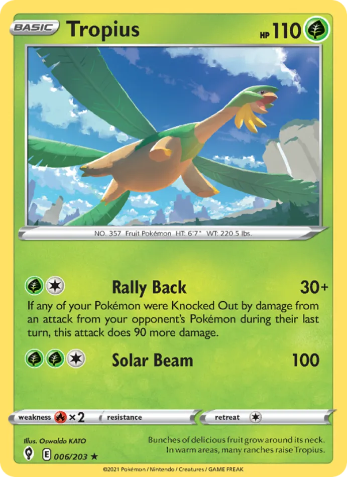 tropius-rare-evolving-skies-006-203-pokemon-karti.webp Tropius - Reverse Holo Rare - Evolving Skies - 006/203 - Pokemon Kartı - Görsel 1