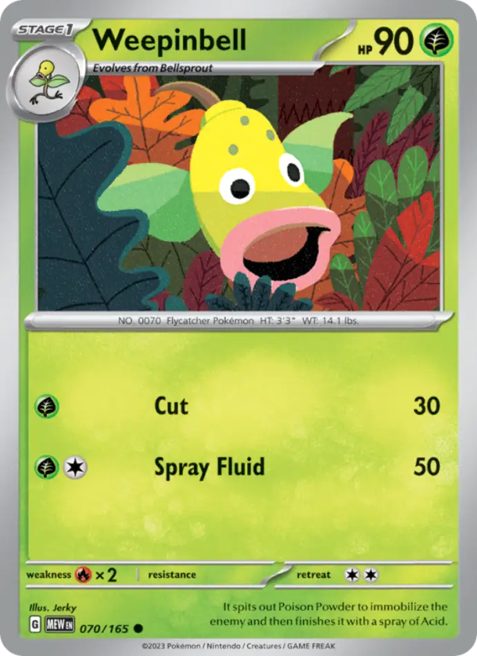 weepinbell-common-151-070-165-pokemon-karti.webp Weepinbell - Common - 151 - 070/165 - Pokemon Kartı - Görsel 1
