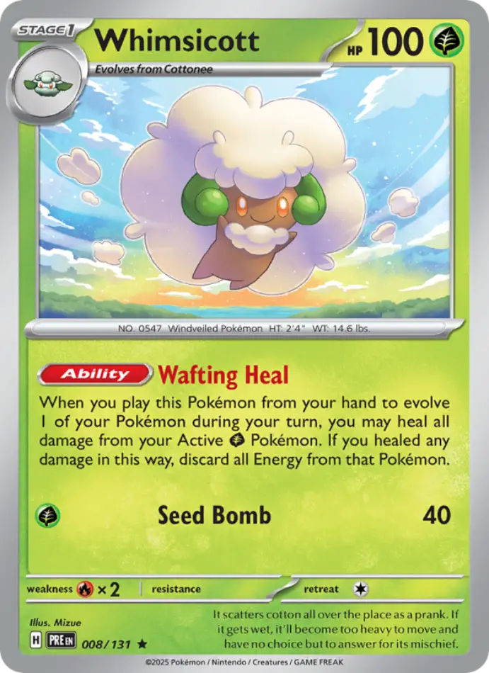 whimsicott-holo-rare-prismatic-evolutions-008-131-pokemon-karti.webp Whimsicott - Poke Ball Reverse Holo Rare - Prismatic Evolutions - 008/131 - Pokemon Kartı - Görsel 1