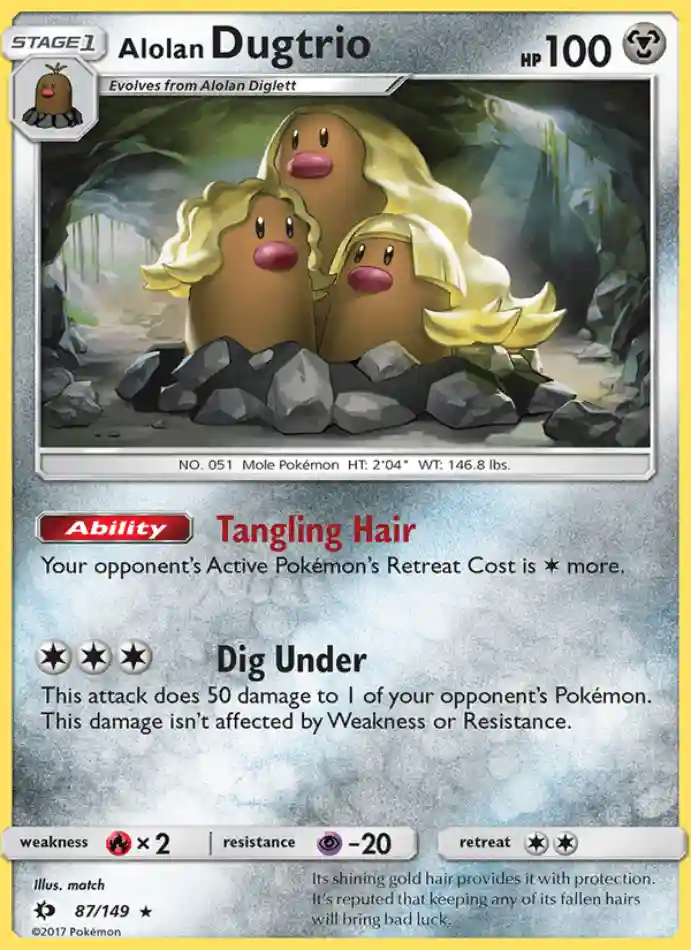 alolan-dugtrio-rare-sun-moon-087-149-pokemon-karti.webp Alolan Dugtrio - Reverse Holo Rare - Sun & Moon - 087/149 - Pokemon Kartı - Görsel 1
