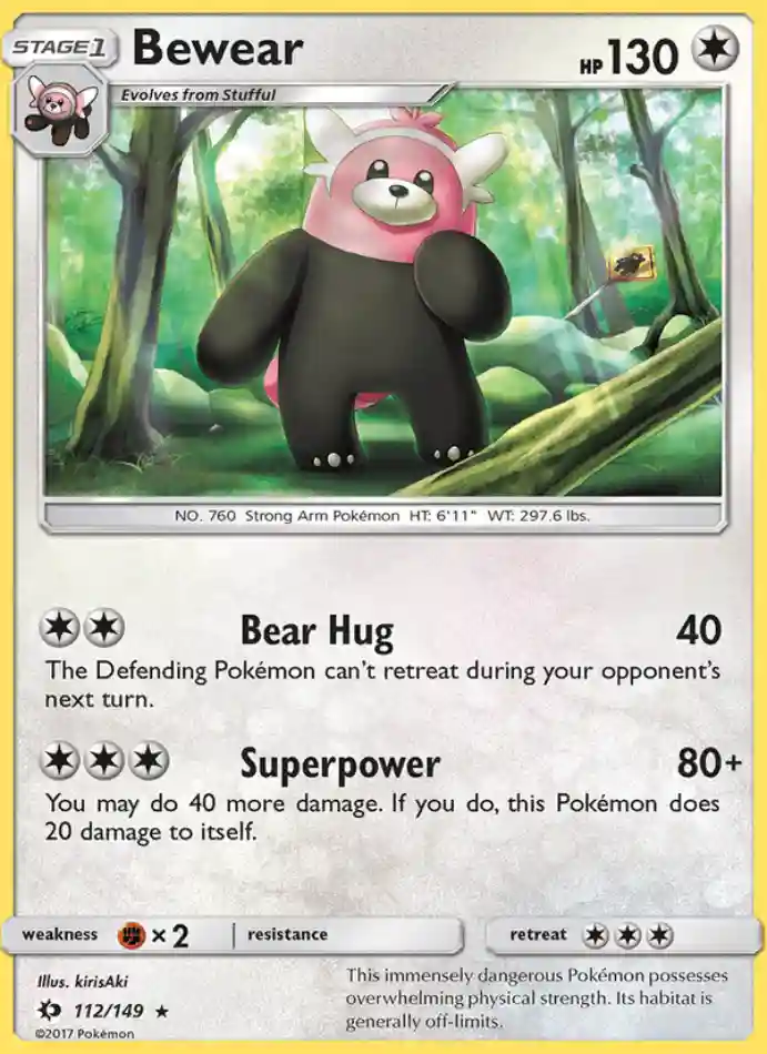 bewear-rare-sun-moon-112-149-pokemon-karti.webp Bewear - Reverse Holo Rare - Sun & Moon - 112/149 - Pokemon Kartı - Görsel 1