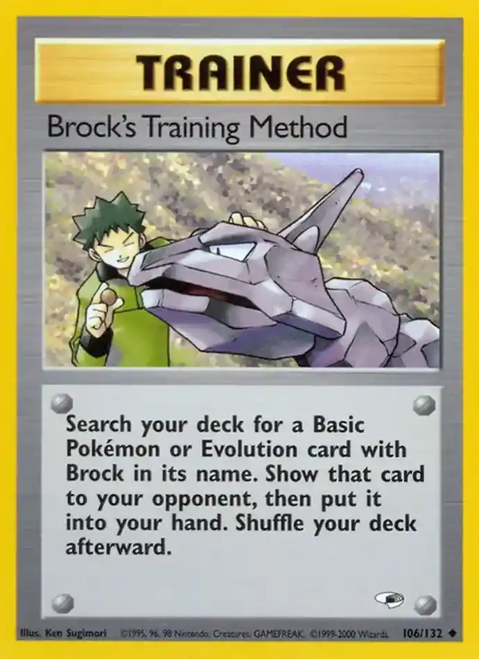 brock-s-training-method-uncommon-gym-heroes-106-132-trainer-karti.webp Brock's Training Method - Uncommon - Gym Heroes - 106/132 - Trainer Kartı - Görsel 1