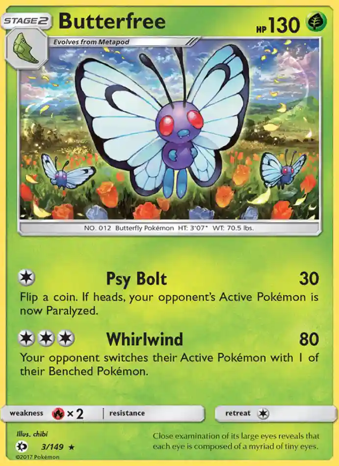 butterfree-rare-sun-moon-003-149-pokemon-karti.webp Butterfree - Reverse Holo Rare - Sun & Moon - 003/149 - Pokemon Kartı - Görsel 1