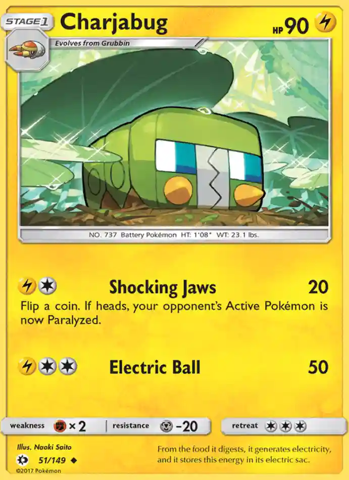 charjabug-uncommon-sun-moon-051-149-pokemon-karti.webp Charjabug - Uncommon - Sun & Moon - 051/149 - Pokemon Kartı - Görsel 1
