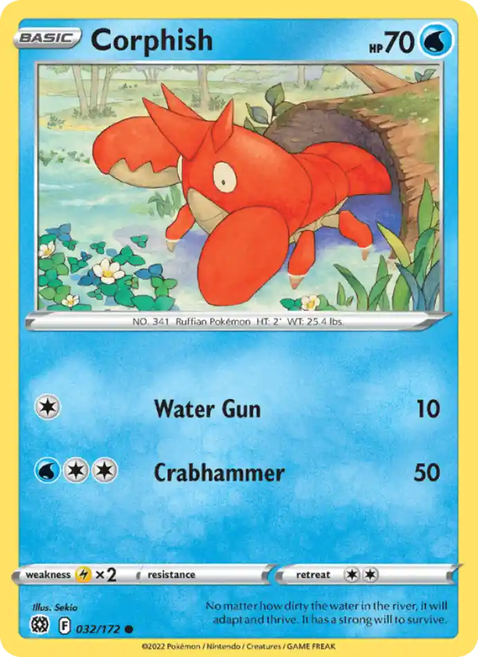 corphish-common-brilliant-stars-032-172-pokemon-karti.webp Corphish - Reverse Holo Common - Brilliant Stars - 032/172 - Pokemon Kartı - Görsel 1