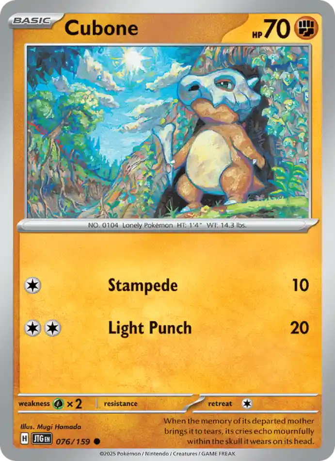 cubone-common-journey-together-076-159-pokemon-karti.webp Cubone - Reverse Holo Common - Journey Together - 076/159 - Pokemon Kartı - Görsel 1