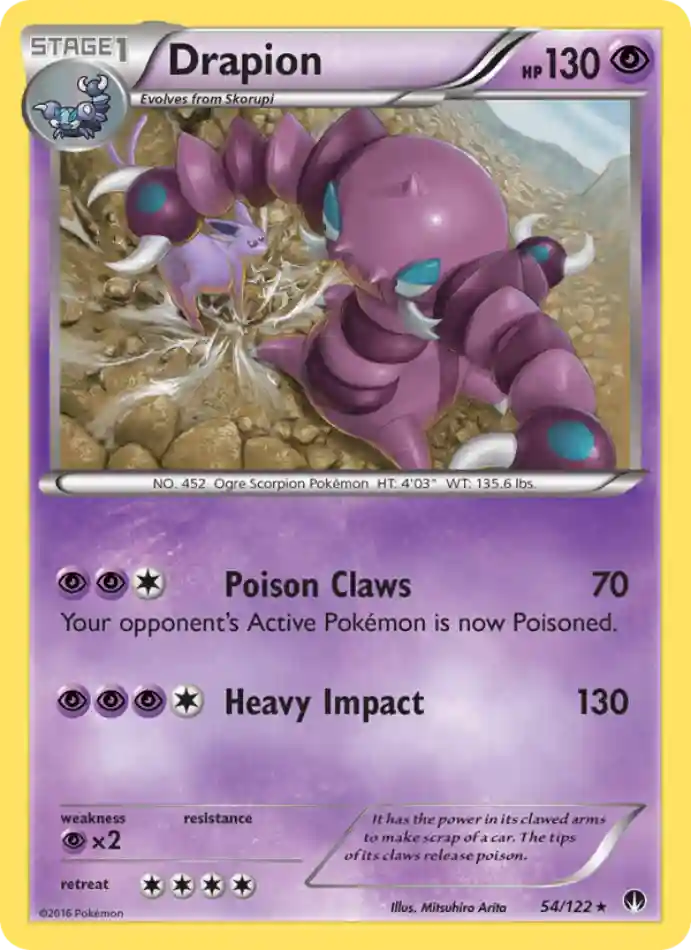 drapion-rare-breakpoint-054-122-pokemon-karti.webp Drapion - Reverse Holo Rare - BREAKpoint - 054/122 - Pokemon Kartı - Görsel 1