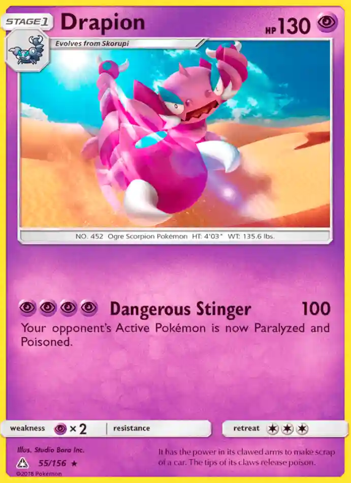 drapion-rare-ultra-prism-055-156-pokemon-karti.webp Drapion - Rare - Ultra Prism - 055/156 - Pokemon Kartı - Görsel 1