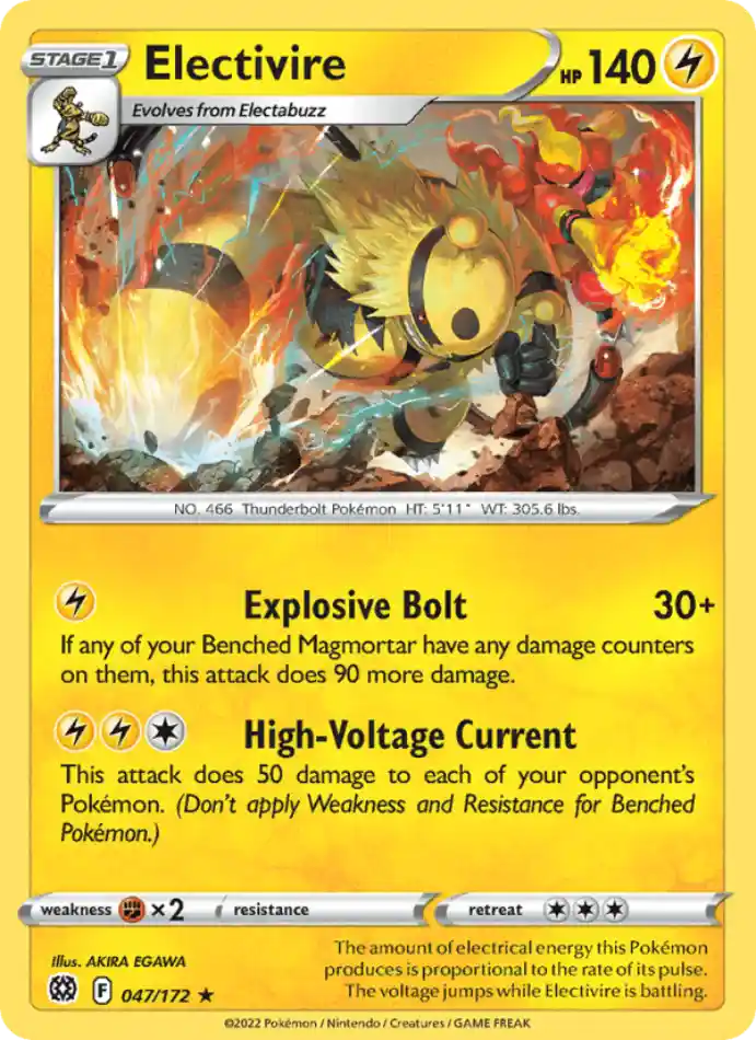 electivire-rare-brilliant-stars-047-172-pokemon-karti.webp Electivire - Reverse Holo Rare - Brilliant Stars - 047/172 - Pokemon Kartı - Görsel 1