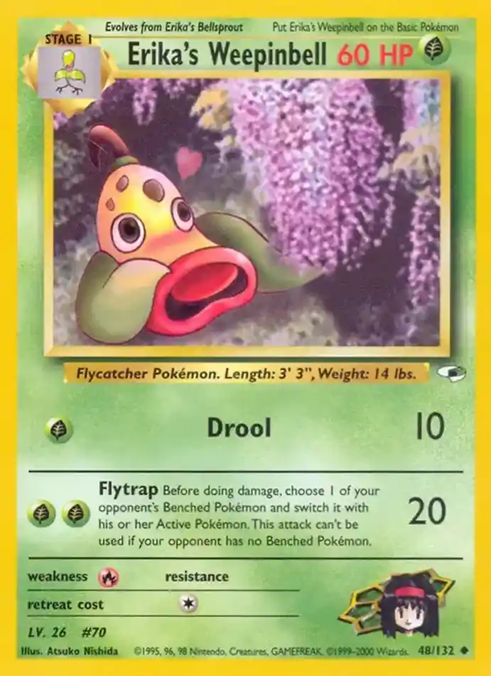 erika-s-weepinbell-uncommon-gym-heroes-048-132-pokemon-karti.webp Erika's Weepinbell - Uncommon - Gym Heroes - 048/132 - Pokemon Kartı - Görsel 1