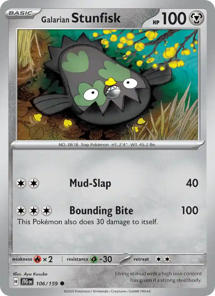 galarian-stunfisk-common-journey-together-106-159-pokemon-karti.webp Galarian Stunfisk - Common - Journey Together - 106/159 - Pokemon Kartı - Görsel 1