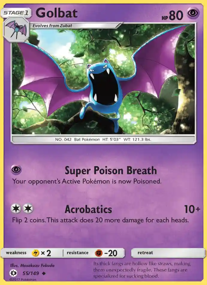 golbat-uncommon-sun-moon-055-149-pokemon-karti.webp Golbat - Uncommon - Sun & Moon - 055/149 - Pokemon Kartı - Görsel 1