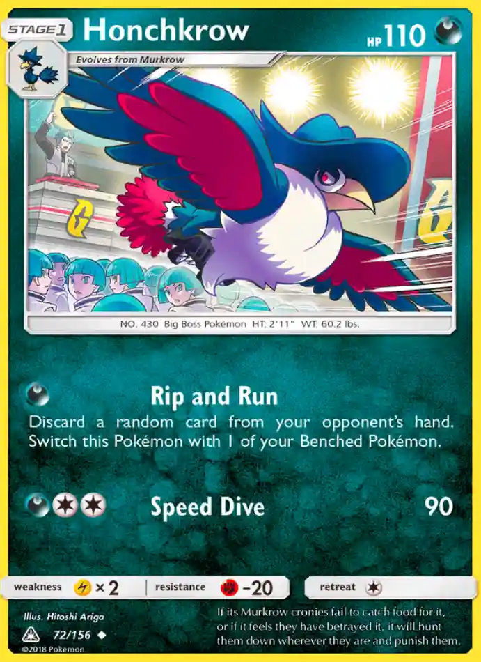 honchkrow-uncommon-ultra-prism-072-156-pokemon-karti.webp Honchkrow - Reverse Holo Uncommon - Ultra Prism - 072/156 - Pokemon Kartı - Görsel 1