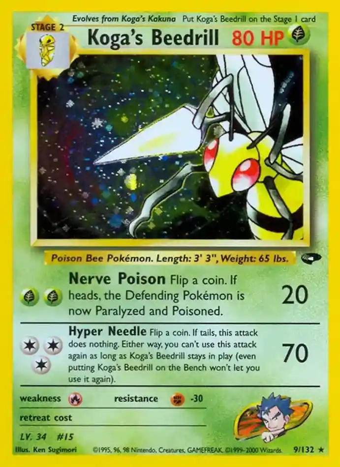 koga-s-beedrill-rare-holo-gym-challenge-009-132-pokemon-karti.webp Koga's Beedrill - Rare Holo - Gym Challenge - 009/132 - Pokemon Kartı - Görsel 1