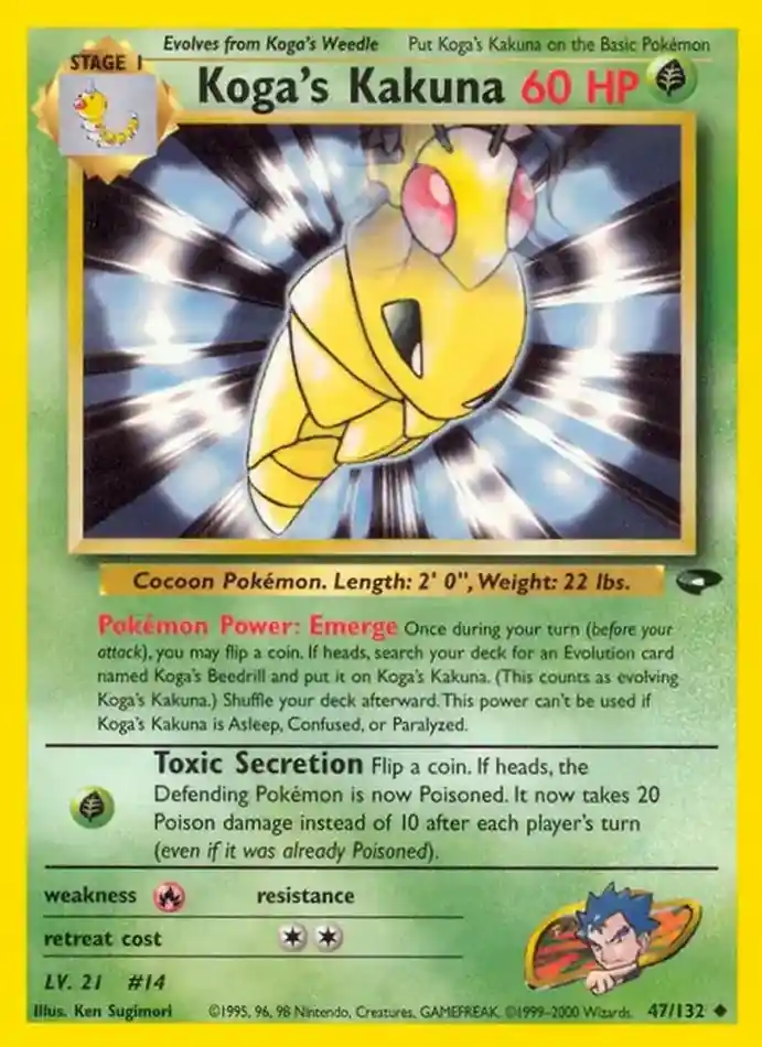 koga-s-kakuna-uncommon-gym-challenge-047-132-pokemon-karti.webp Koga's Kakuna - Uncommon - Gym Challenge - 047/132 - Pokemon Kartı - Görsel 1