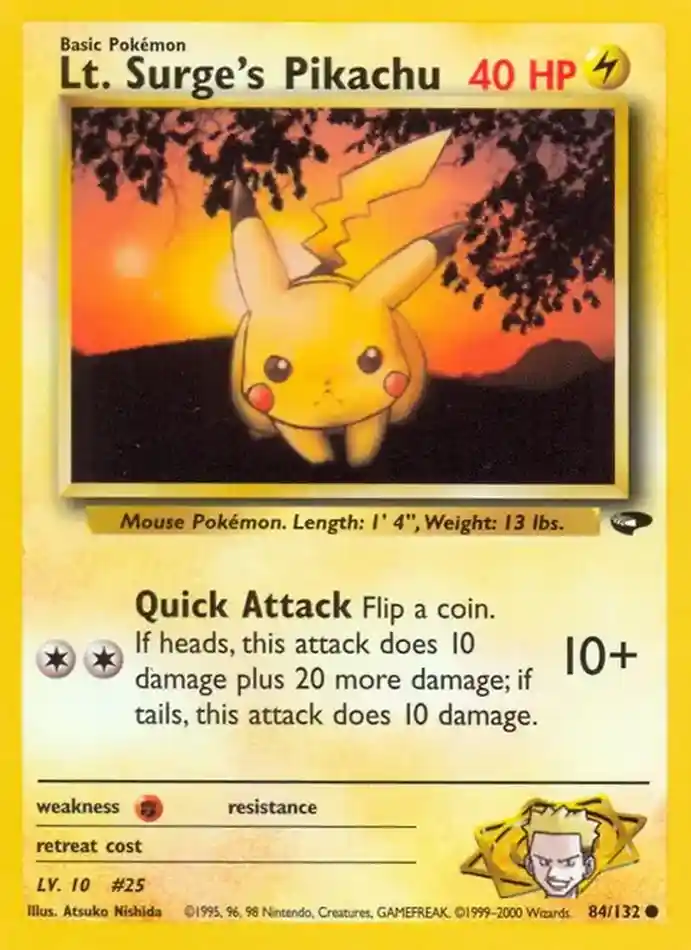 lt-surge-s-pikachu-common-gym-challenge-084-132-pokemon-karti.webp Lt. Surge's Pikachu - Common - Gym Challenge - 084/132 - Pokemon Kartı - Görsel 1
