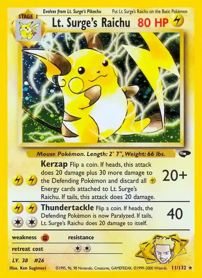lt-surge-s-raichu-rare-holo-gym-challenge-011-132-pokemon-karti.webp Lt. Surge's Raichu - Rare Holo - Gym Challenge - 011/132 - Pokemon Kartı - Görsel 1