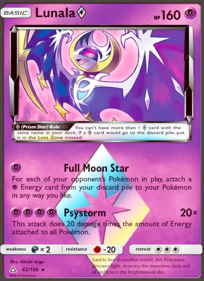 lunala-rare-ultra-prism-062-156-pokemon-karti.webp Lunala ◇ - Reverse Holo Rare - Ultra Prism - 062/156 - Pokemon Kartı - Görsel 1