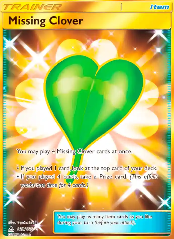 missing-clover-secret-rare-ultra-prism-168-156-trainer-karti.webp Missing Clover - Secret Rare - Ultra Prism - 168/156 - Trainer Kartı - Görsel 1