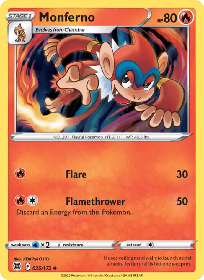 monferno-uncommon-brilliant-stars-025-172-pokemon-karti.webp Monferno - Reverse Holo Uncommon - Brilliant Stars - 025/172 - Pokemon Kartı - Görsel 1